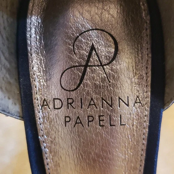 NWoT Adrianna Papell Navy Blue Satin Beaded Pointed Toe Pump, Size 7.5 - Picture 12 of 16